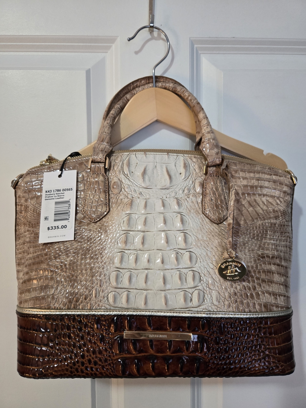 Brahmin Croc-Embossed Leather Satchel Purse And Wallet Set - BNWT